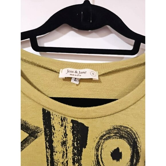 Jess & Jane USA Large Tunic Art to Wear V Neck Stretch Long Sleeve Top Artsy - Picture 3 of 6